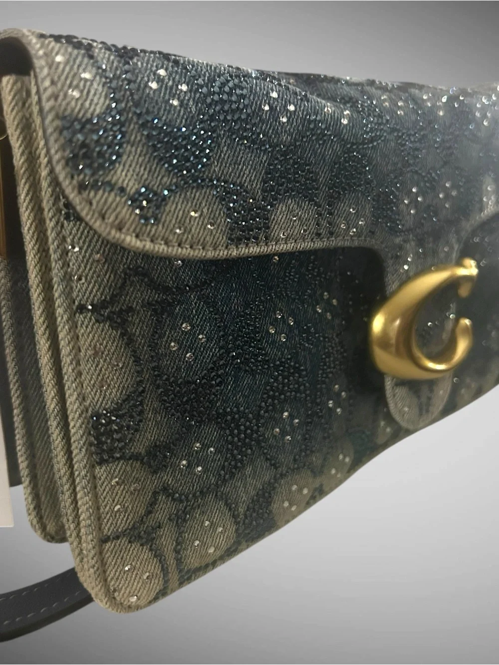 Coach Tabby 26 Crystal Denim Signature Shoulder Crossbody Bag Blue CEN85